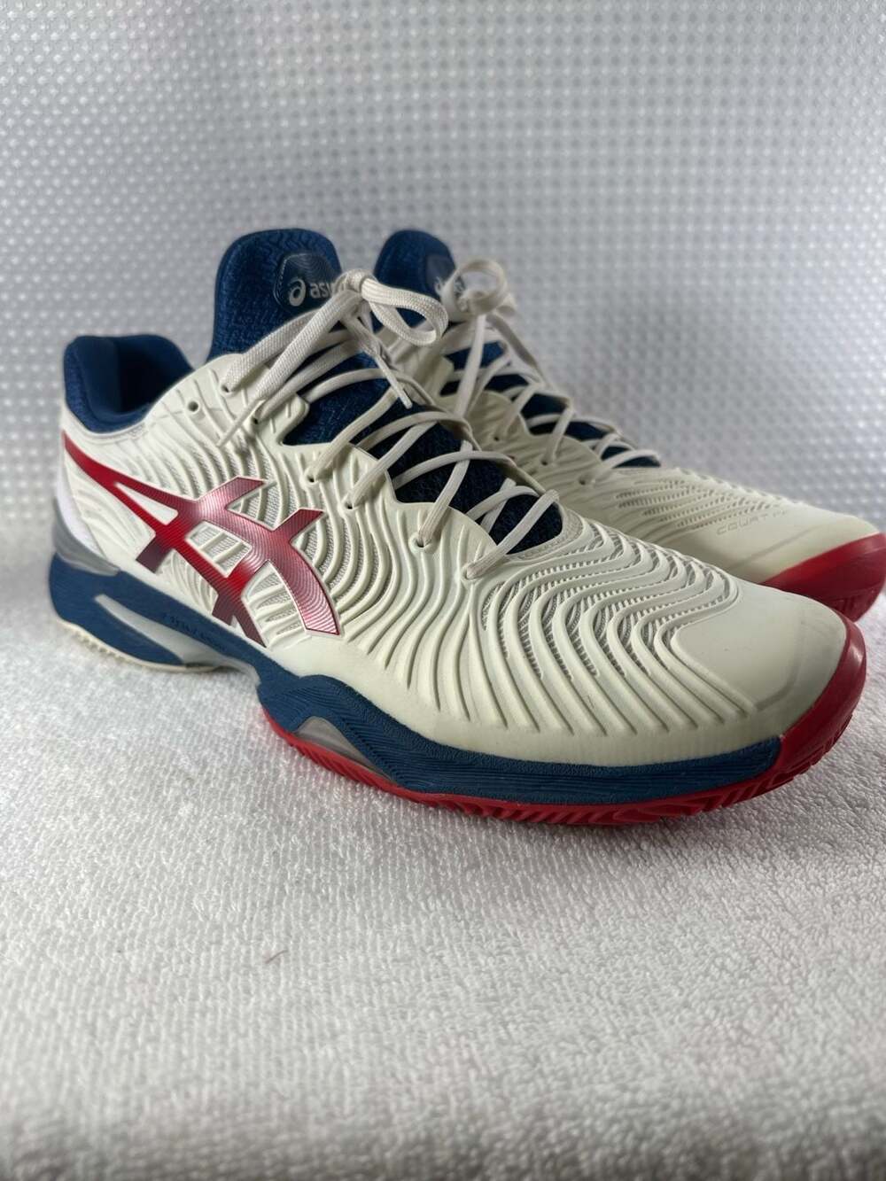 Asics Court FF 2 Tennis Shoes White Red Blue Size 11